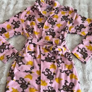 Mushies Y2K Pink Monkey Robe Fleece Cozy Lounge Sleepwear Women M